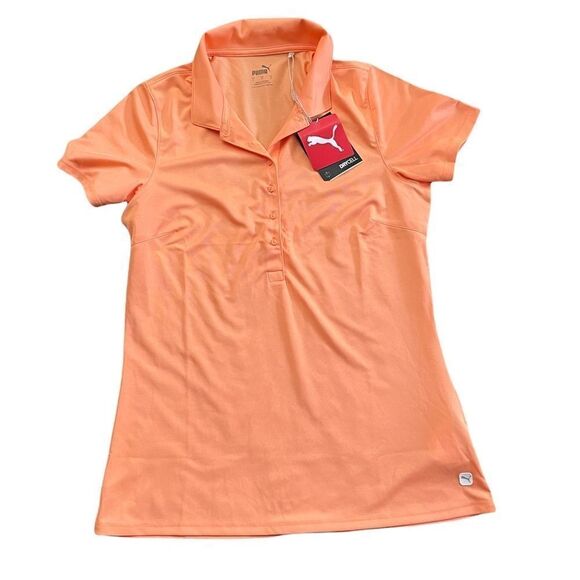 NWT PUMA Moisture Management DryCell orange collared shirt size small - Picture 1 of 5